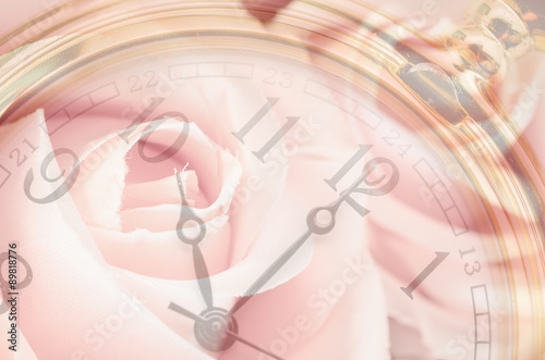 Composite of Roses and Clock