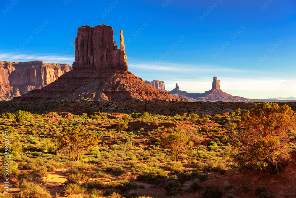 Monument valley under the blue sky, Arizona