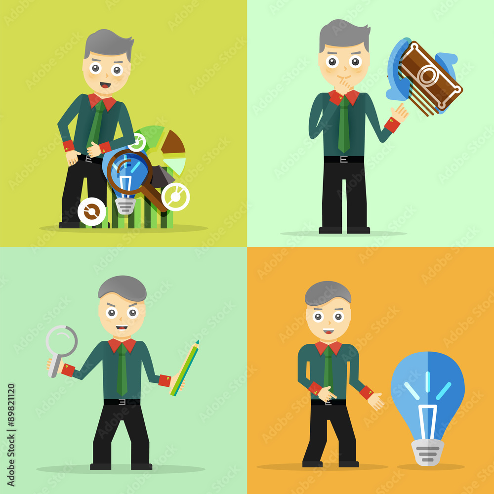 Set of businessman pose character concepts Set of businessman pose character concepts