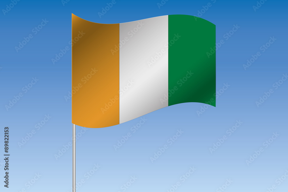 3D Flag Illustration waving in the sky of the country of Cote D 3D Flag Illustration waving in the sky of the country of Cote D