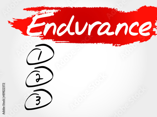 ENDURANCE blank list, fitness, sport, health concept