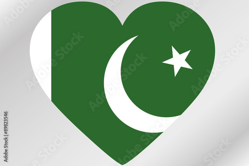 Flag Illustration of a heart with the flag of Pakistan