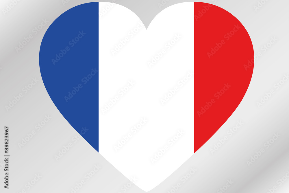 Flag Illustration of a heart with the flag of France Flag Illustration of a heart with the flag of France