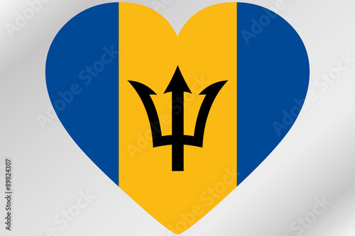 Flag Illustration of a heart with the flag of  Barbados