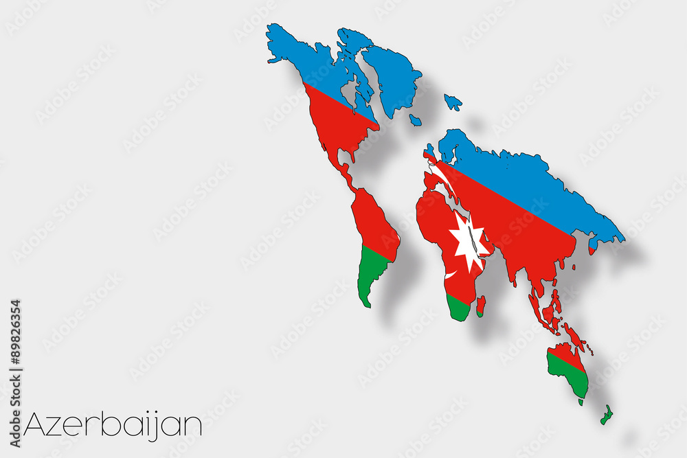 Obraz premium 3D Isometric Flag Illustration of the country of Azerbaijan
