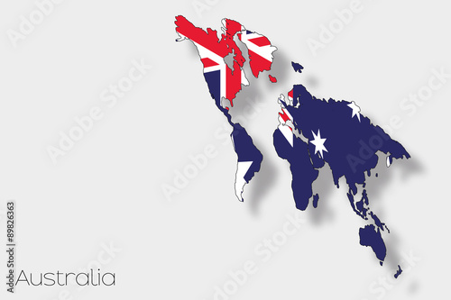 3D Isometric Flag Illustration of the country of Australia