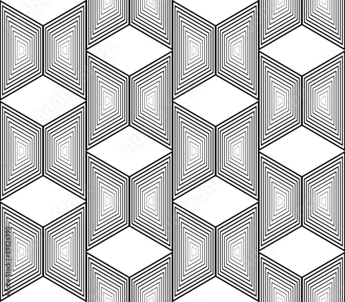 Billede på lærred Design seamless monochrome trapezium geometric pattern