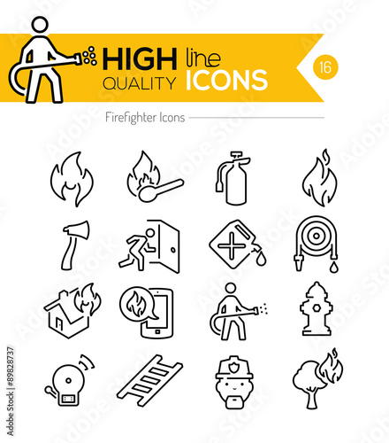 Firefighting Line Icons