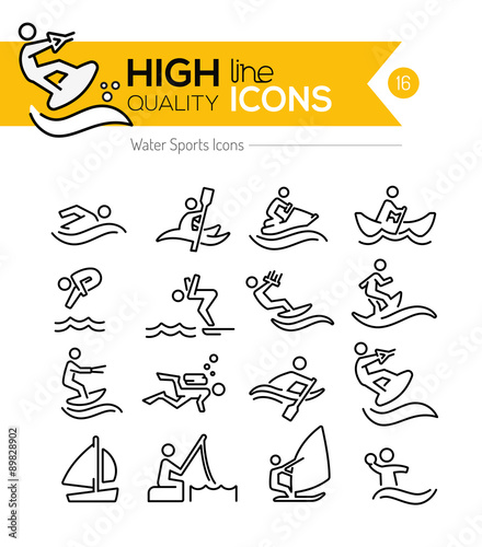 Water Sports Line Icons