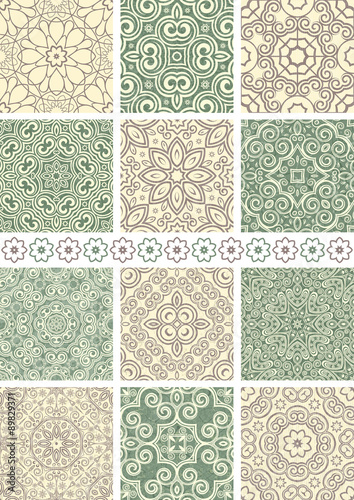 Set of twelve floral vintage seamless patterns.