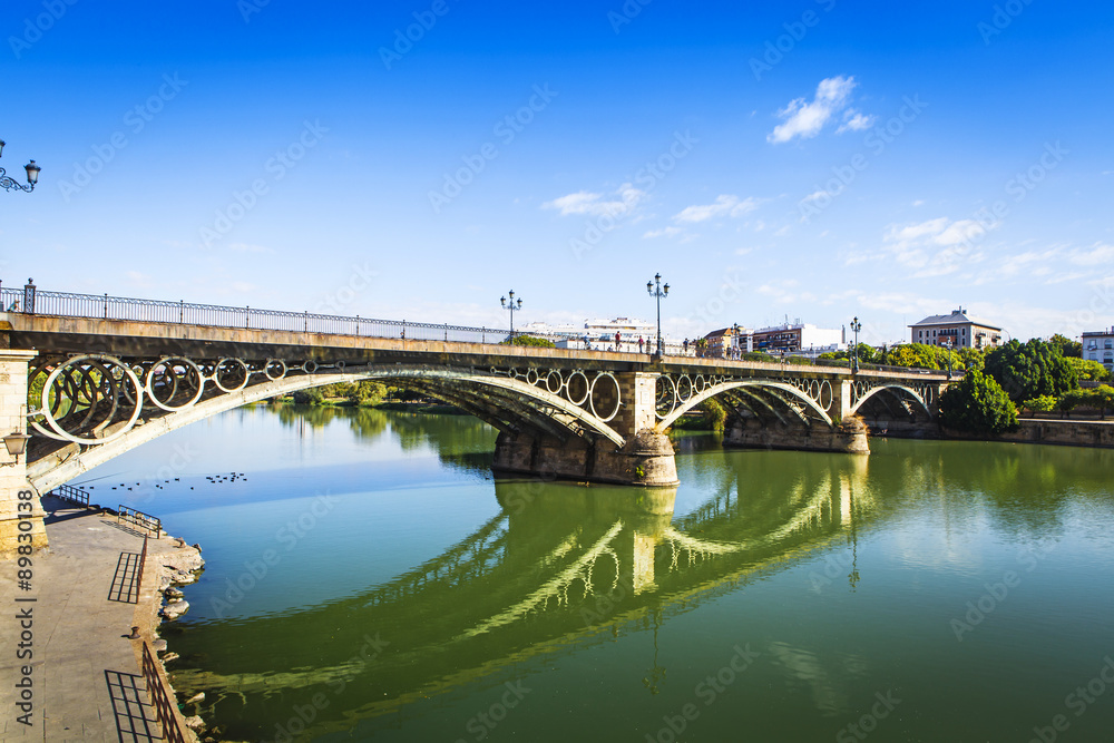 Triana Bridge in Seville City. Andalusia, Spain.