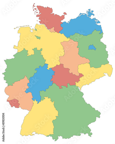 Deutschland farbig  beschriftet  - Vektor