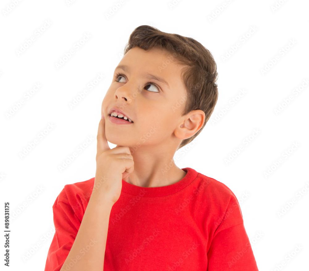 Young Boy looking up and thinking Young Boy looking up and thinking