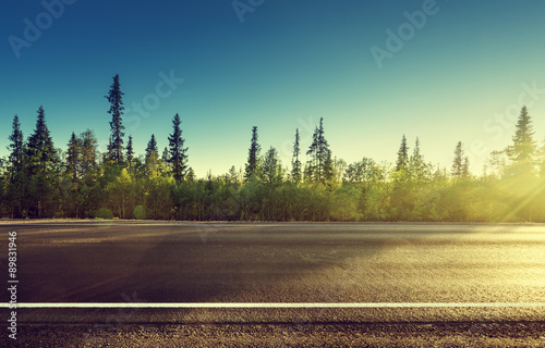 asphalt road in forest