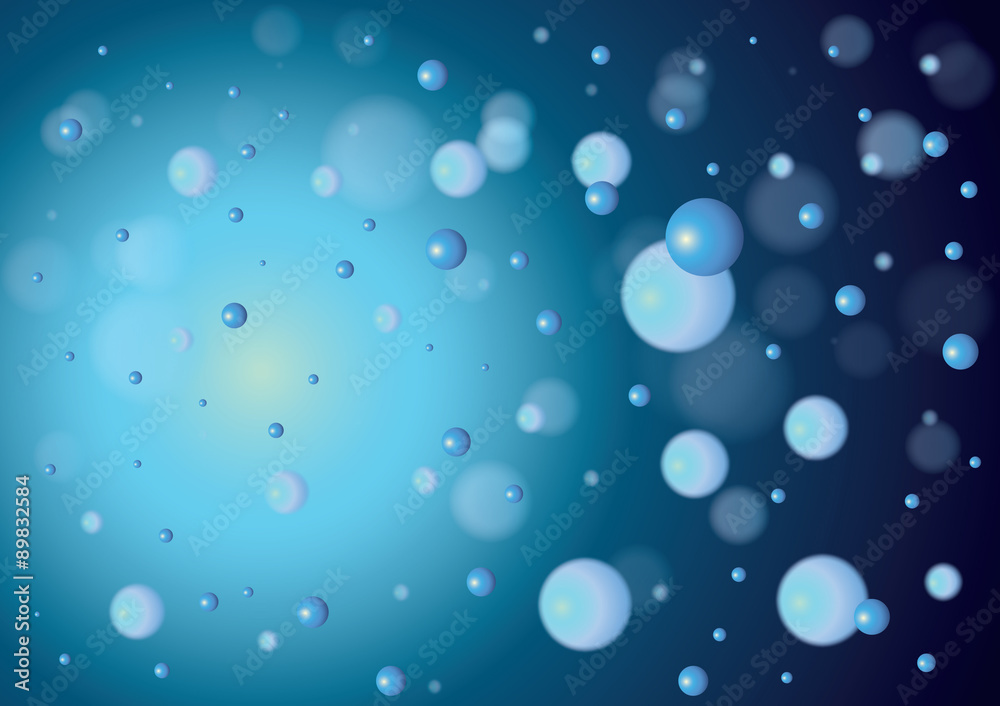 Transparent bubbles on blue background