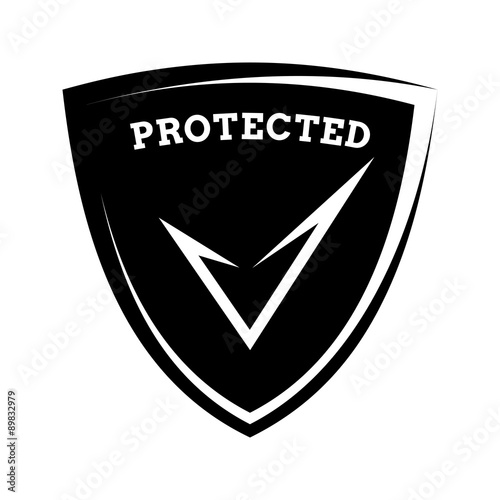 Shield icon - protected, black and white template