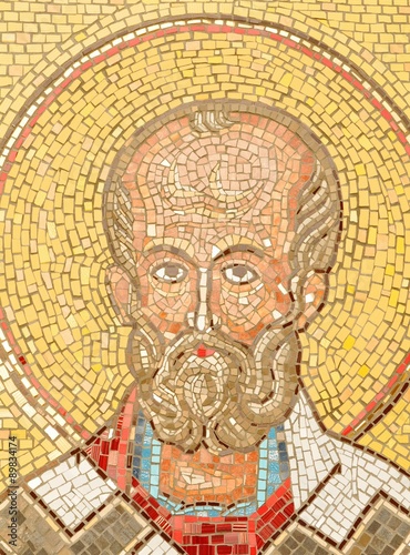 Architectural detail of mosaic depicting Saint Nicholas