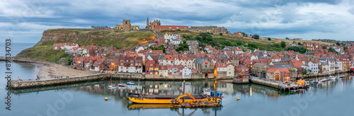 Whitby harbour on the north east coast of Yorkshire in England photo