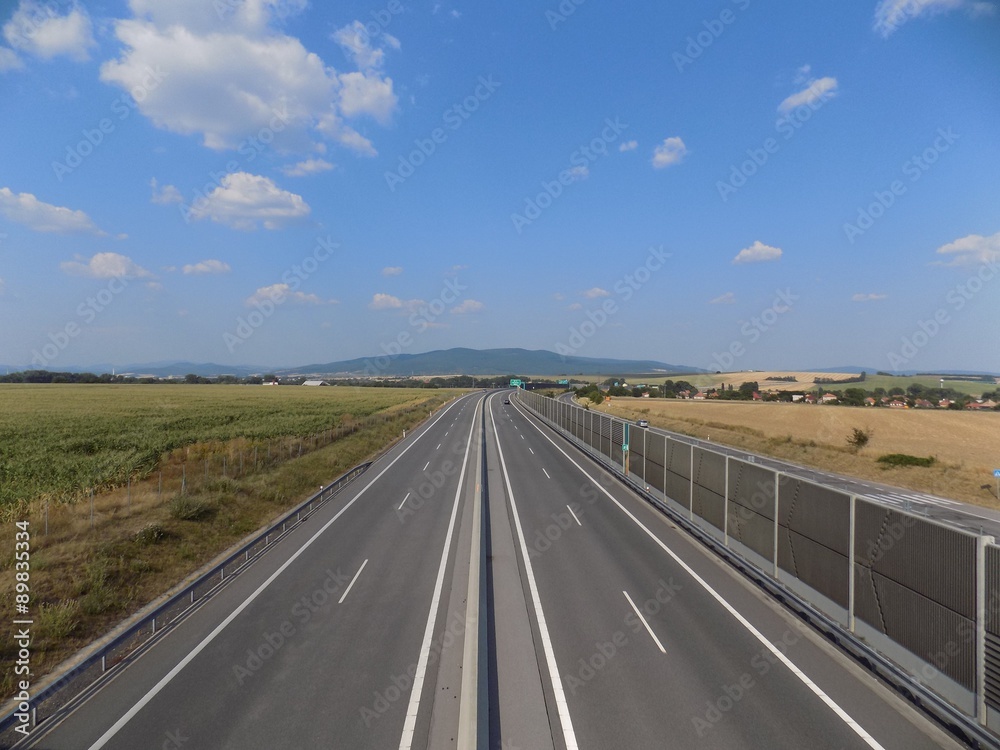 Fototapeta premium Highway between fields