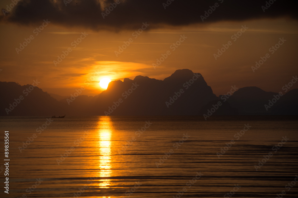 Golden sunrise in Phang Nga NP, Thailand