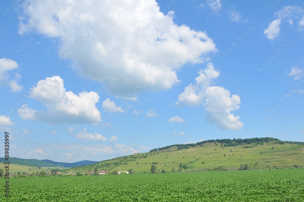Transylvanian landscape with hills and clouds Transylvanian landscape with hills and clouds