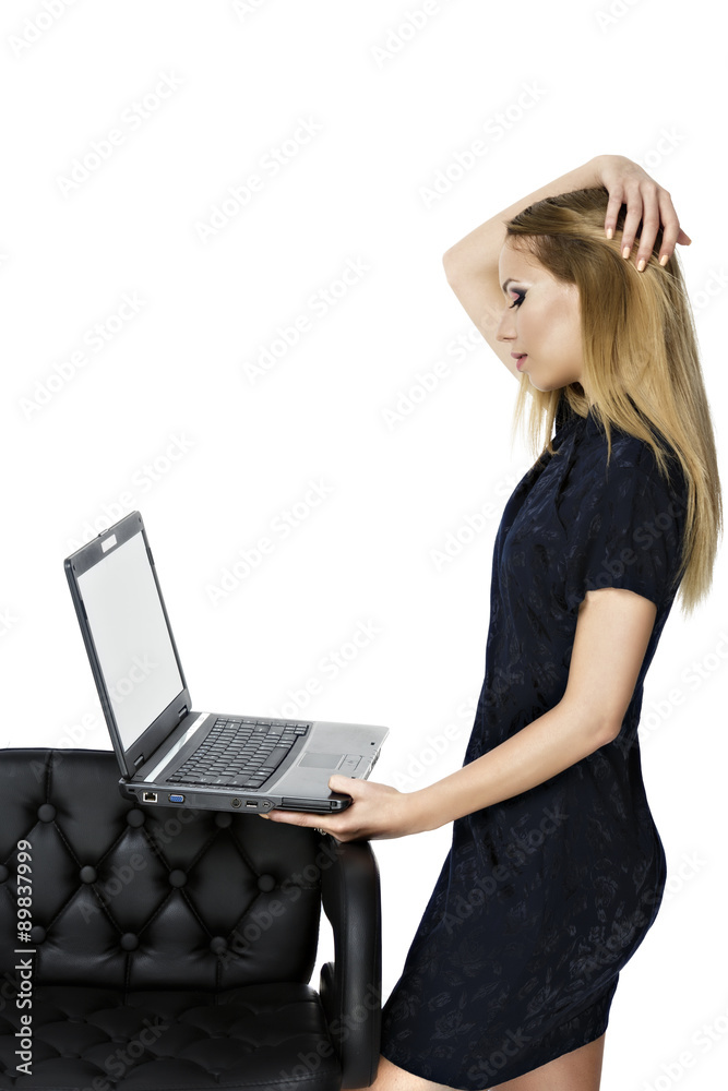 Portrait of beautiful young woman with laptop Portrait of beautiful young woman with laptop