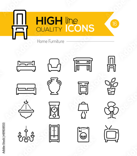 Furniture line icons