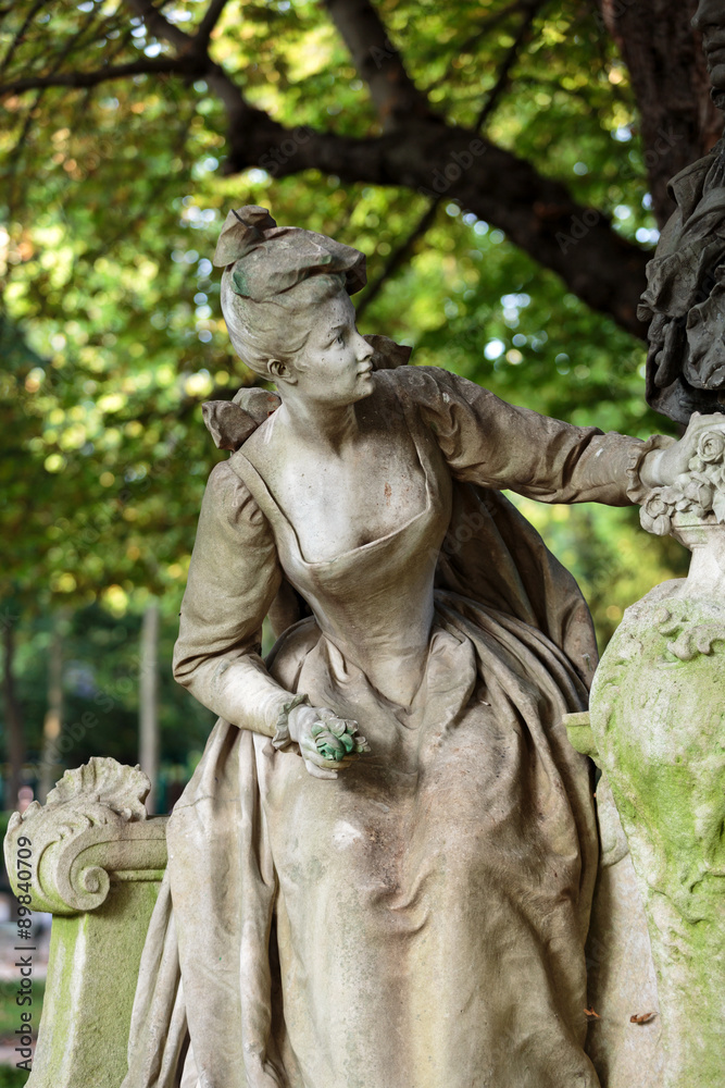 Paris - A sculpture of beautiful woman in  Luxembourg Garden