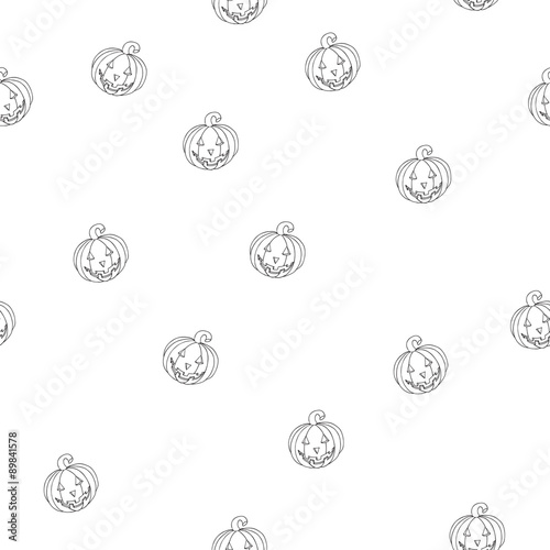 Seamless cartoon halloween pattern with pumpkins