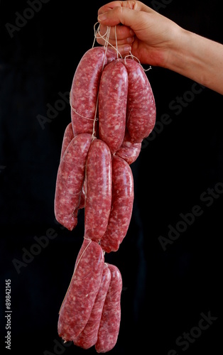sausage on a black background