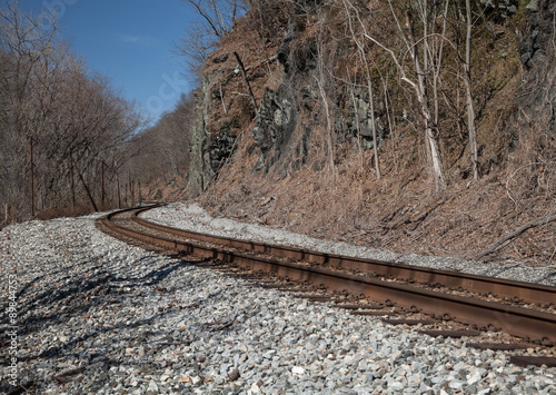 Railroad tracks appearing to go on forever.