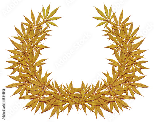 Golden wreath of cannabis