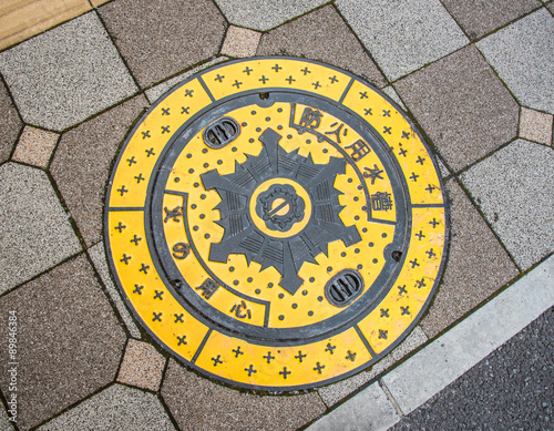 Japanese manhole cover with beautiful texture