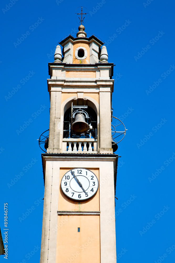 ancien clock tower in  old  stone and bell