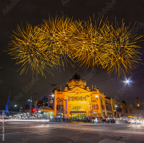 Spectacular Fireworks over Melbourne Sky