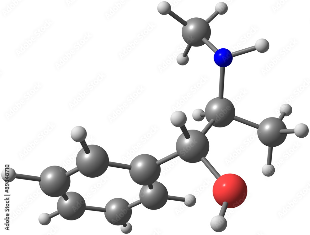 Ephedrine molecule isolated on white Ephedrine molecule isolated on white