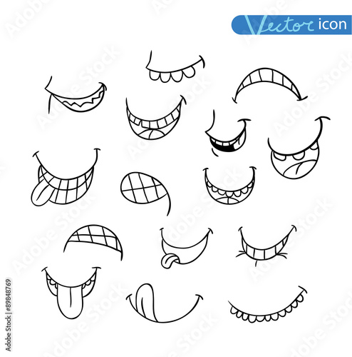 mouths collection in different expressions. vector icon illustration.