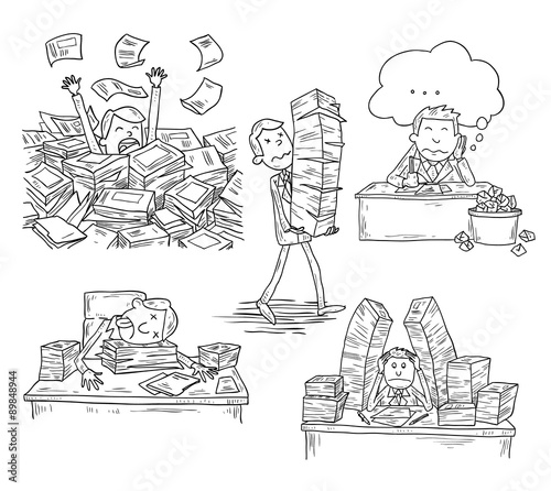 Stressful Businessman man in office, vector illustration.