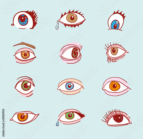 Set of  eyes, vector icon illustration.