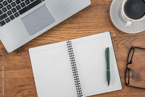 Laptop  notebook and coffee cup on work desk