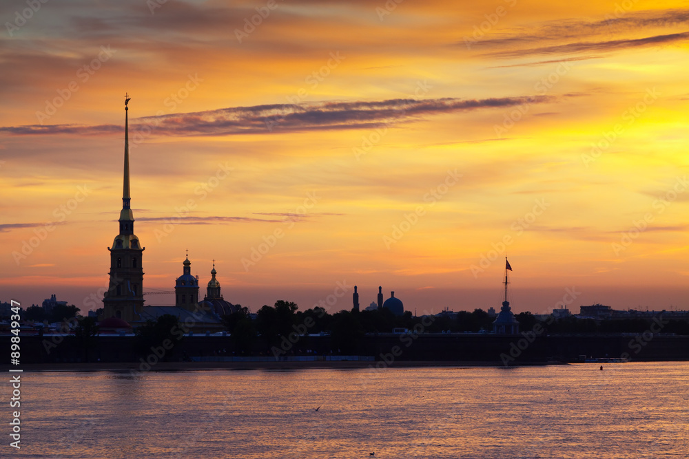 View of St. Petersburg  in summer dawn