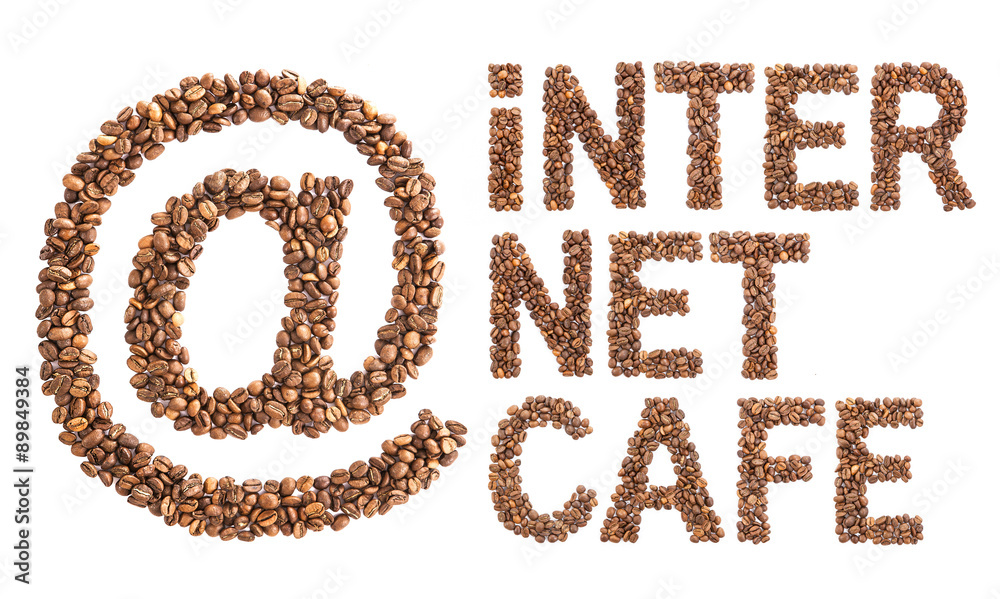 email symbol Internet cafe. coffee beans Alphabet email symbol Internet cafe. coffee beans Alphabet