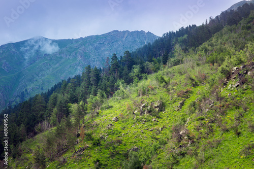 The tops of the mountains