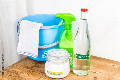 Slika na platnu Baking soda with vinegar, natural mix for effective house cleaning