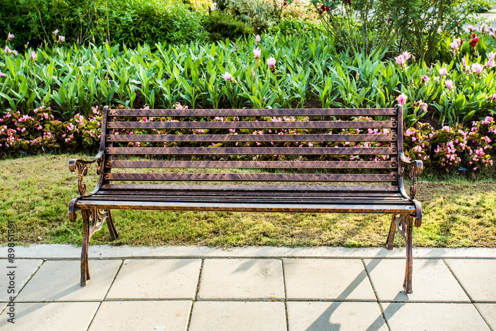 bench and flower in the royal floral chiangmai Thailand