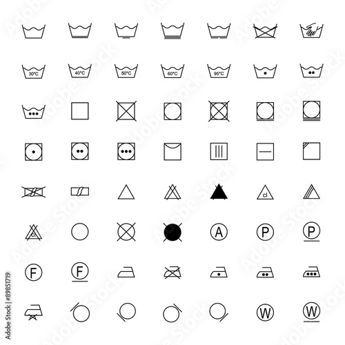 Set of laundry symbols, vector illustration