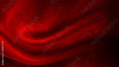 Vector of Patterned Red Silk Fabric Background