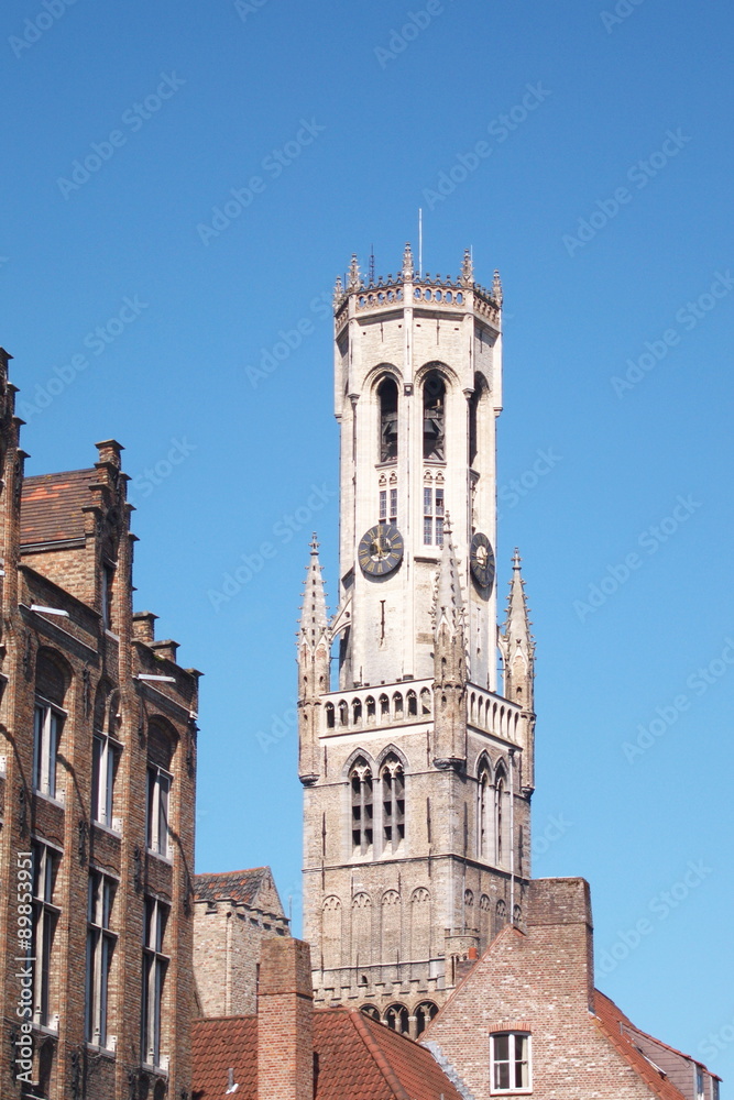Belfort in tower in Brugge at day