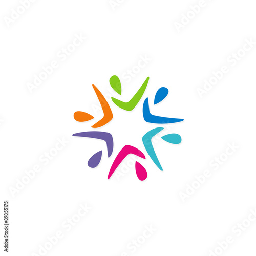 circle diversity star colorful people logo