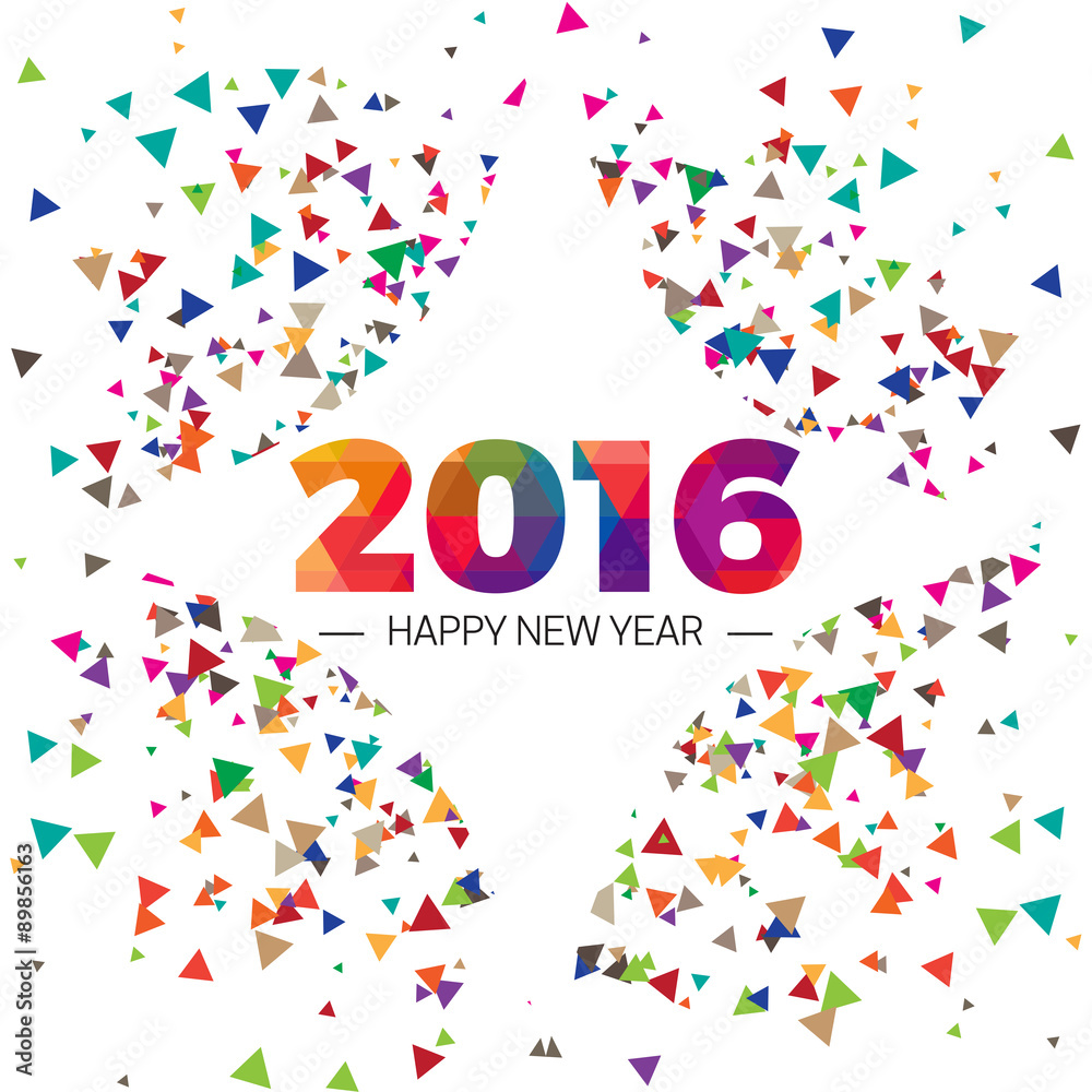 Happy new year 2016 paper text triangle scatter Design